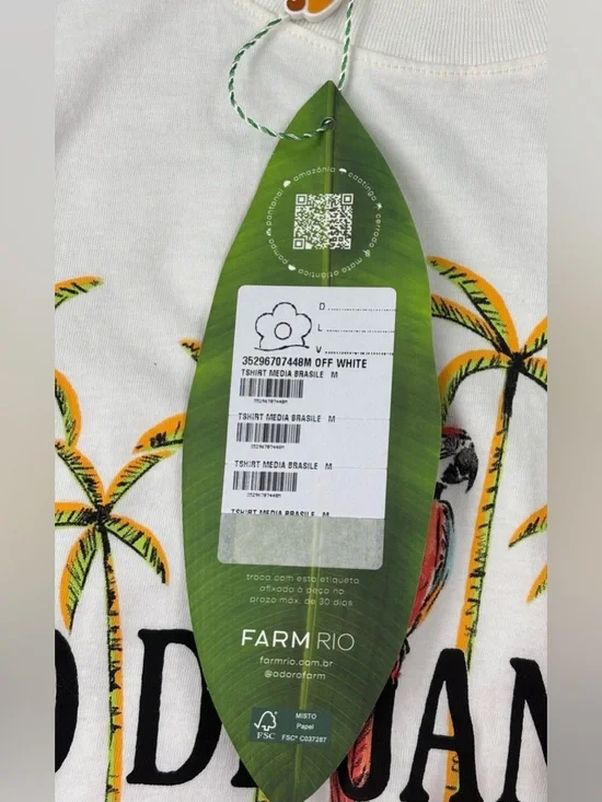 Farm Rio | Rio De Janeiro | T-Shirt in White | Women’s Size Medium | NWT - Picture 7 of 11